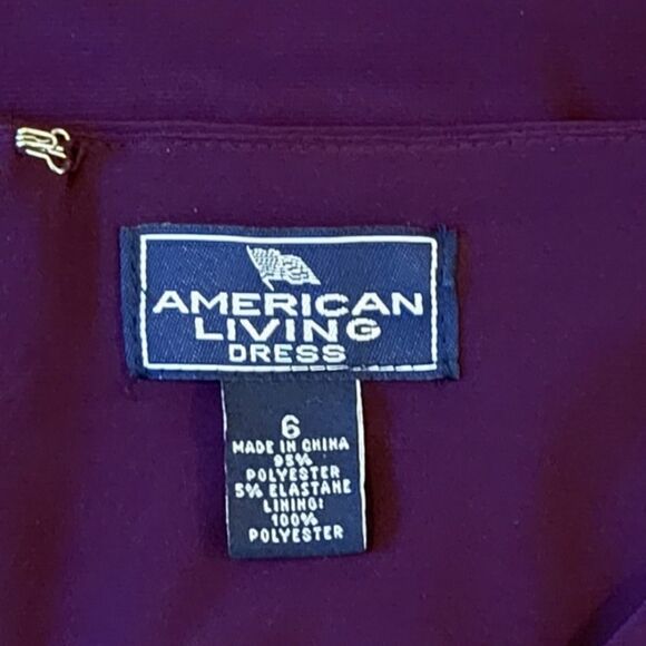 American Living Eggplant Ruched Surplice Neckline Tiered Sleeveless Dress Size 6 - Picture 7 of 9